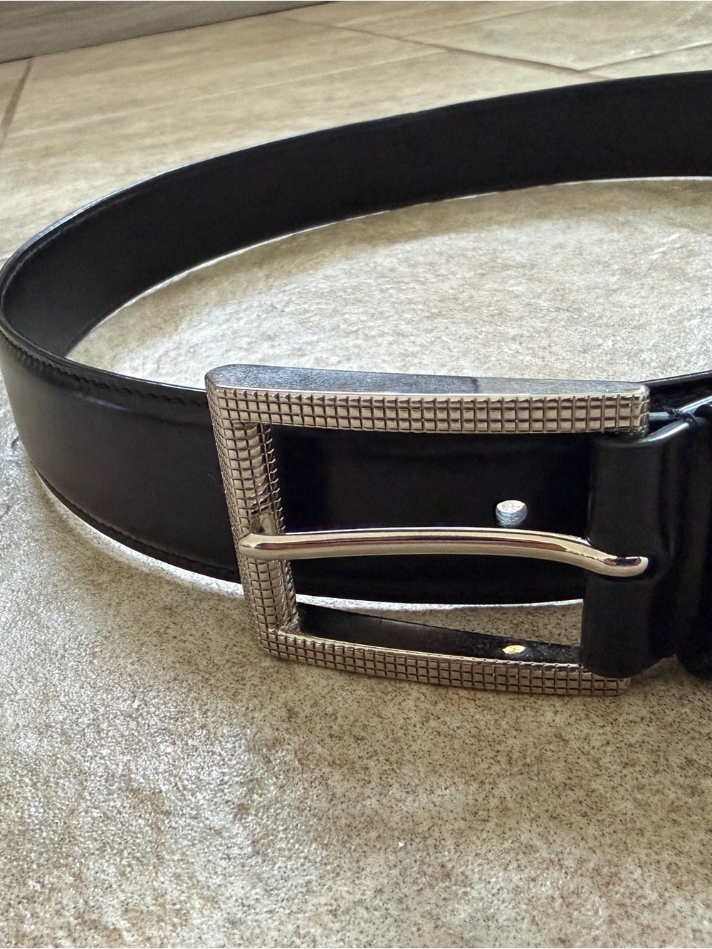 PRADA Belt with Textured Silver Buckle (SIZE 30-34)